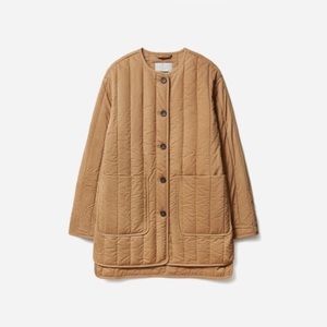 Everlane cotton quilted jacket tan xxs